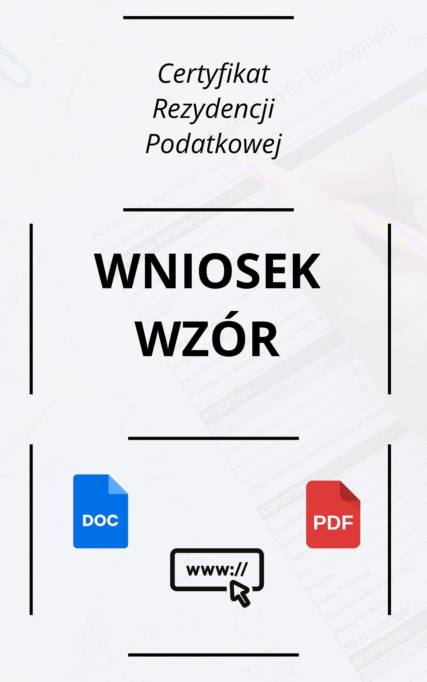 Wniosek O Certyfikat Rezydencji Podatkowej