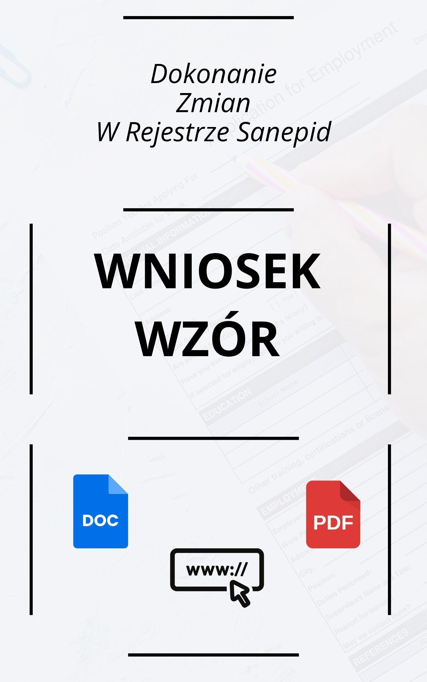 Wniosek O Dokonanie Zmian W Rejestrze Sanepid