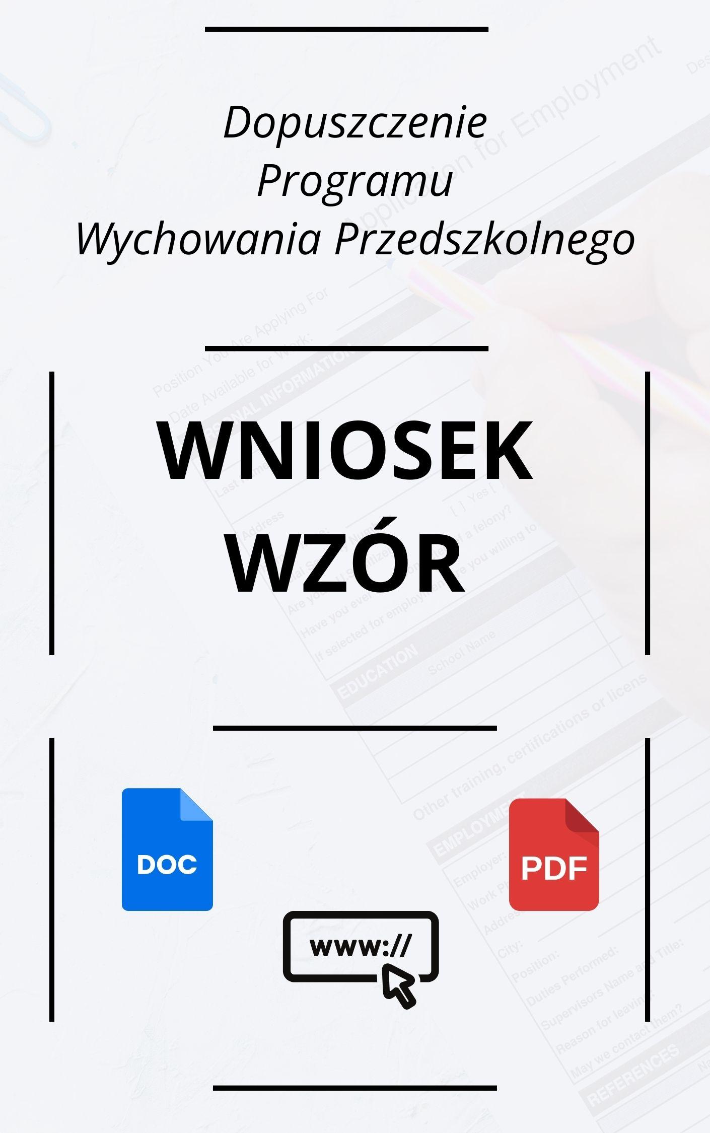 Wniosek O Dopuszczenie Programu Wychowania Przedszkolnego