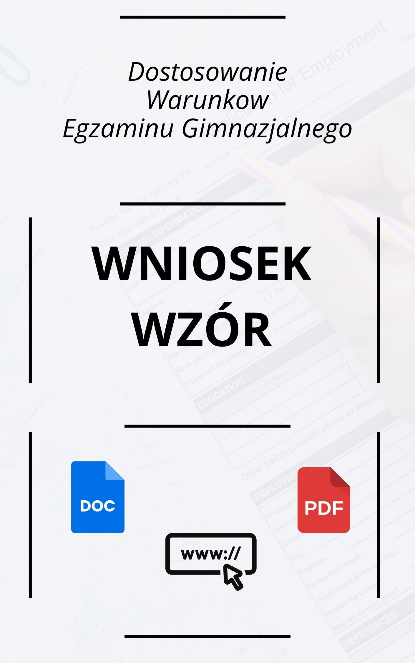 Wniosek O Dostosowanie Warunków Egzaminu Gimnazjalnego