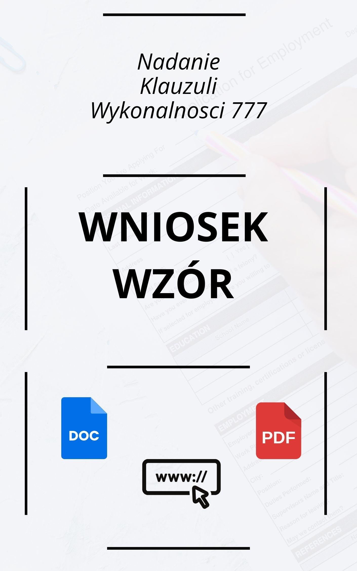 Wniosek O Nadanie Klauzuli Wykonalności 777