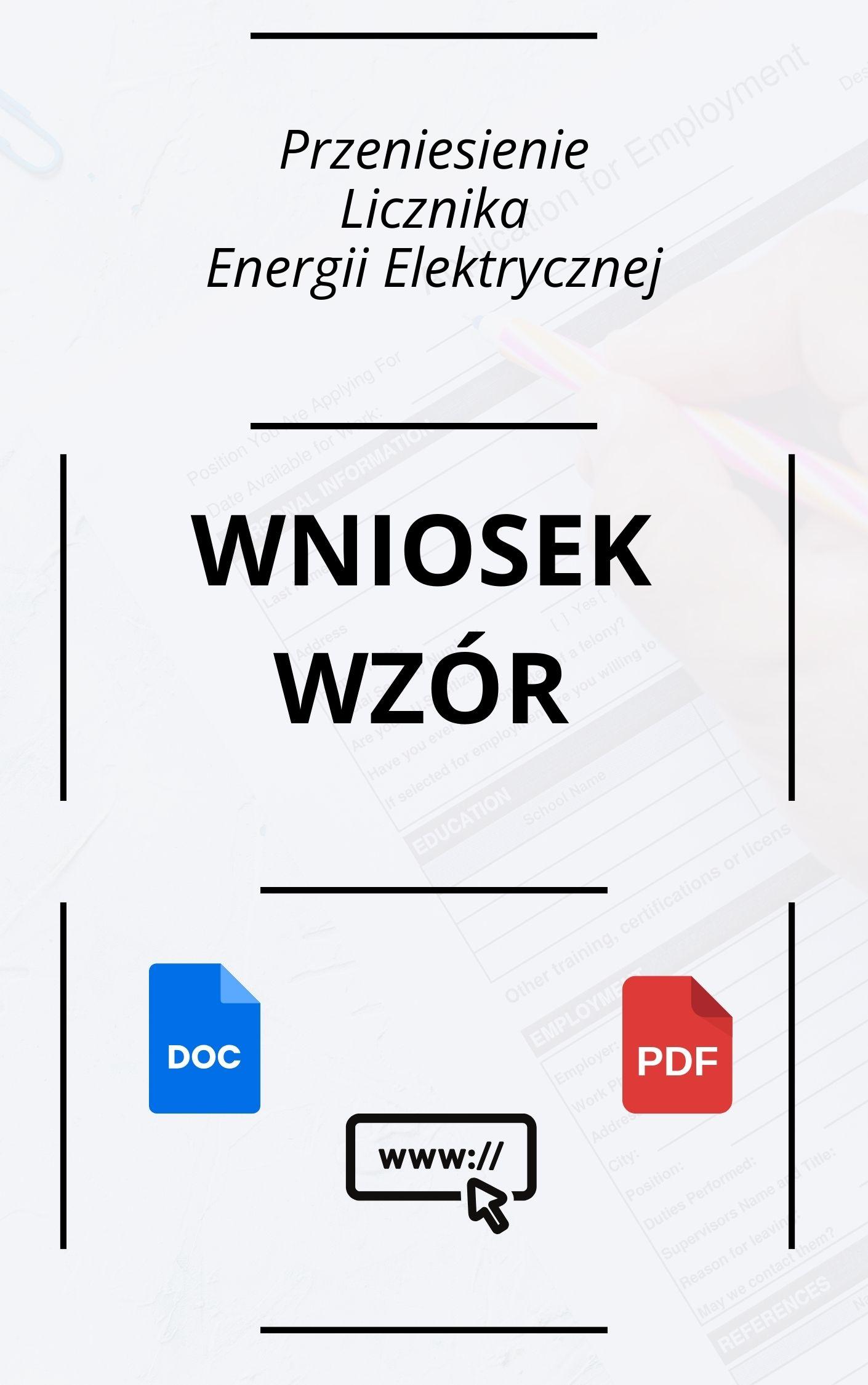 Wniosek O Przeniesienie Licznika Energii Elektrycznej