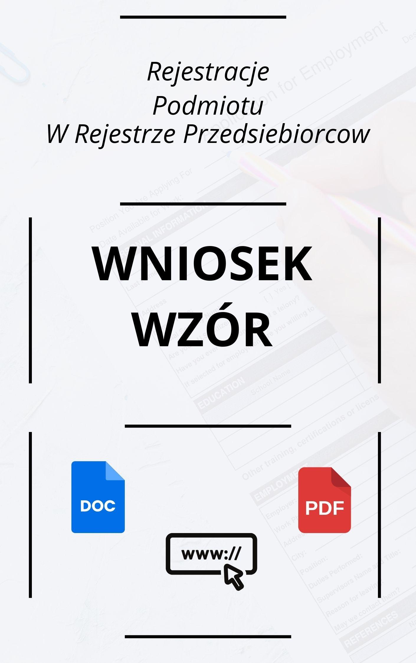 Wniosek O Rejestrację Podmiotu W Rejestrze Przedsiębiorców