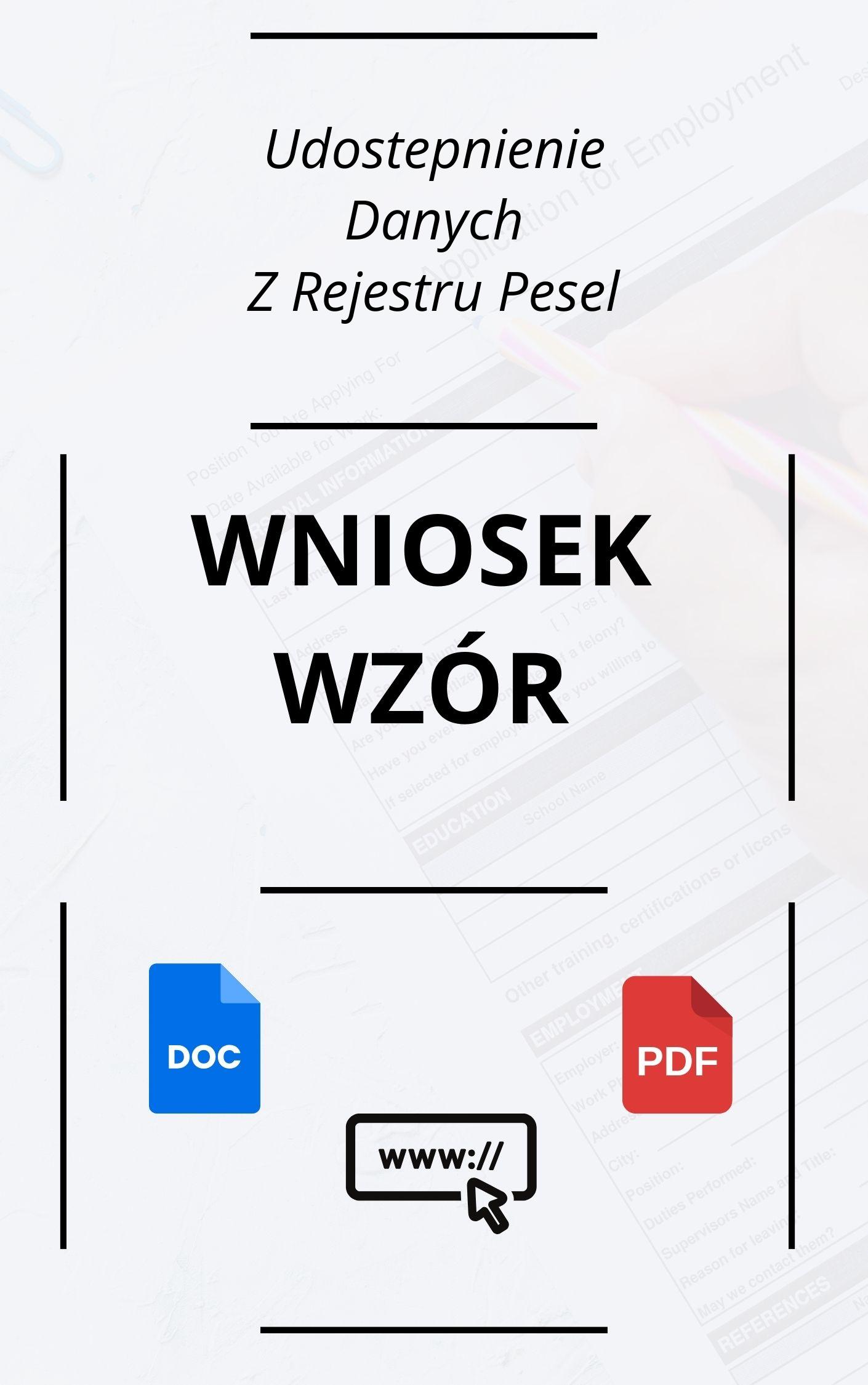 Wniosek O Udostępnienie Danych Z Rejestru Pesel