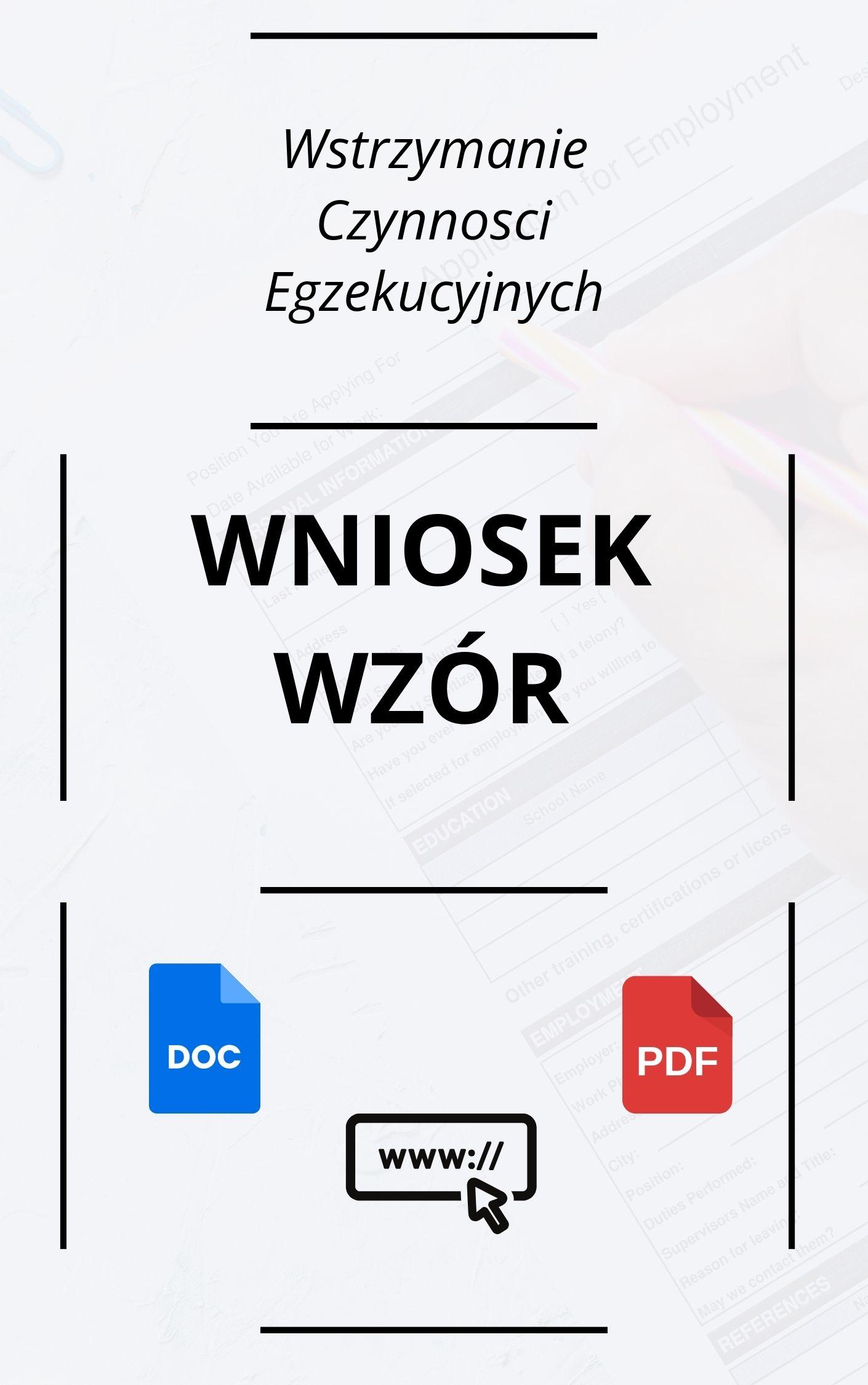 Wniosek O Wstrzymanie Czynności Egzekucyjnych