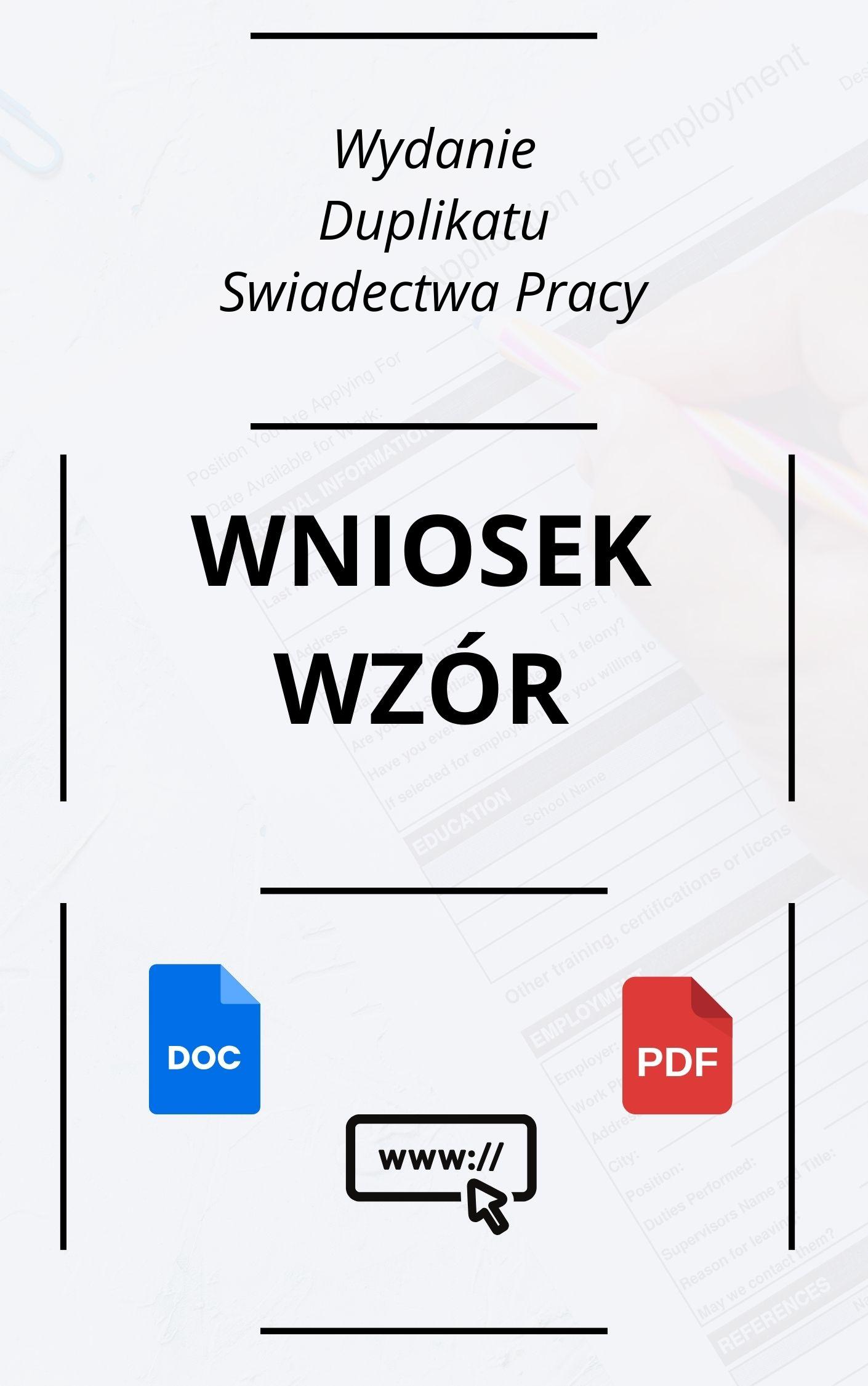 Wniosek O Wydanie Duplikatu Świadectwa Pracy