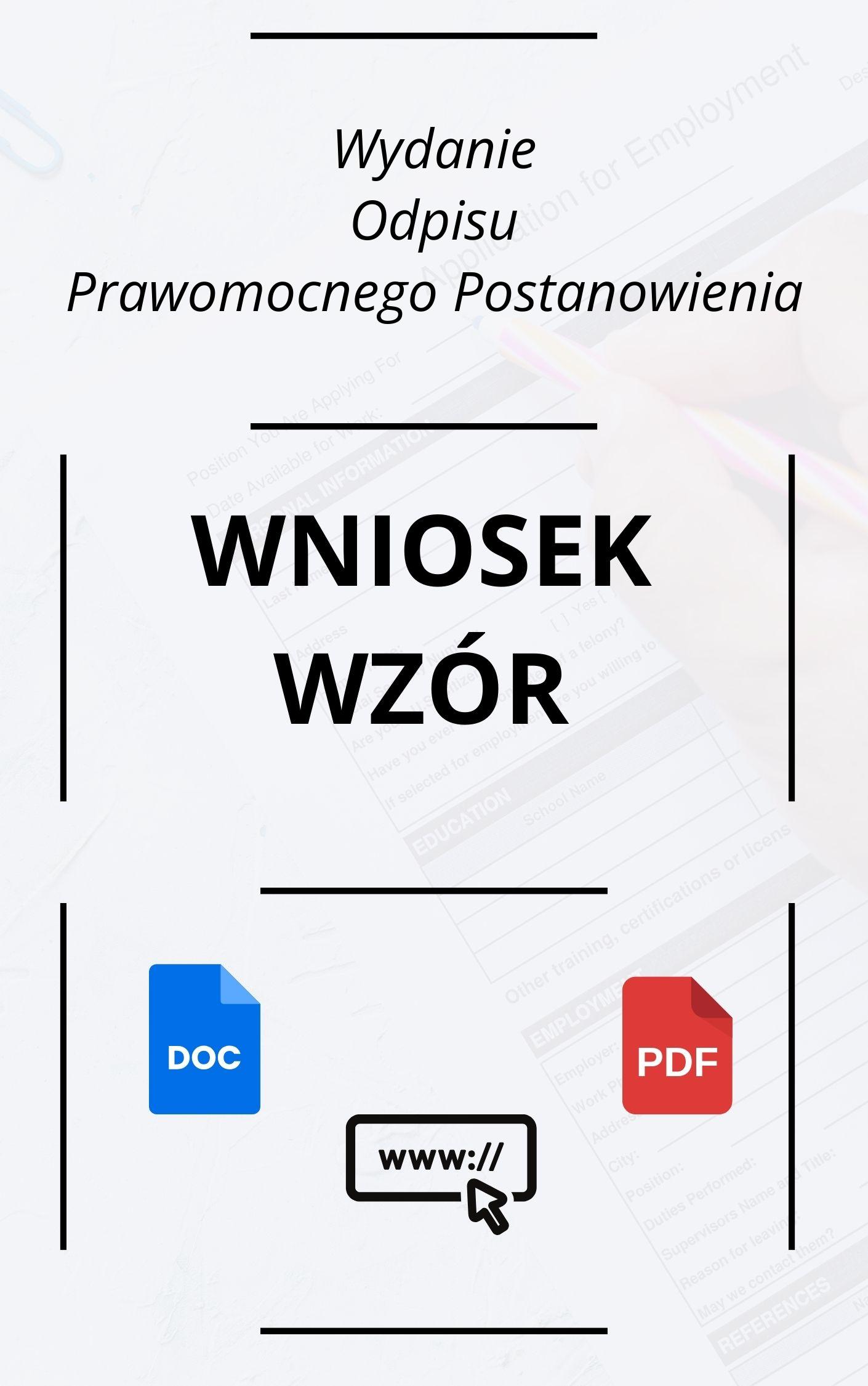 Wniosek O Wydanie Odpisu Prawomocnego Postanowienia