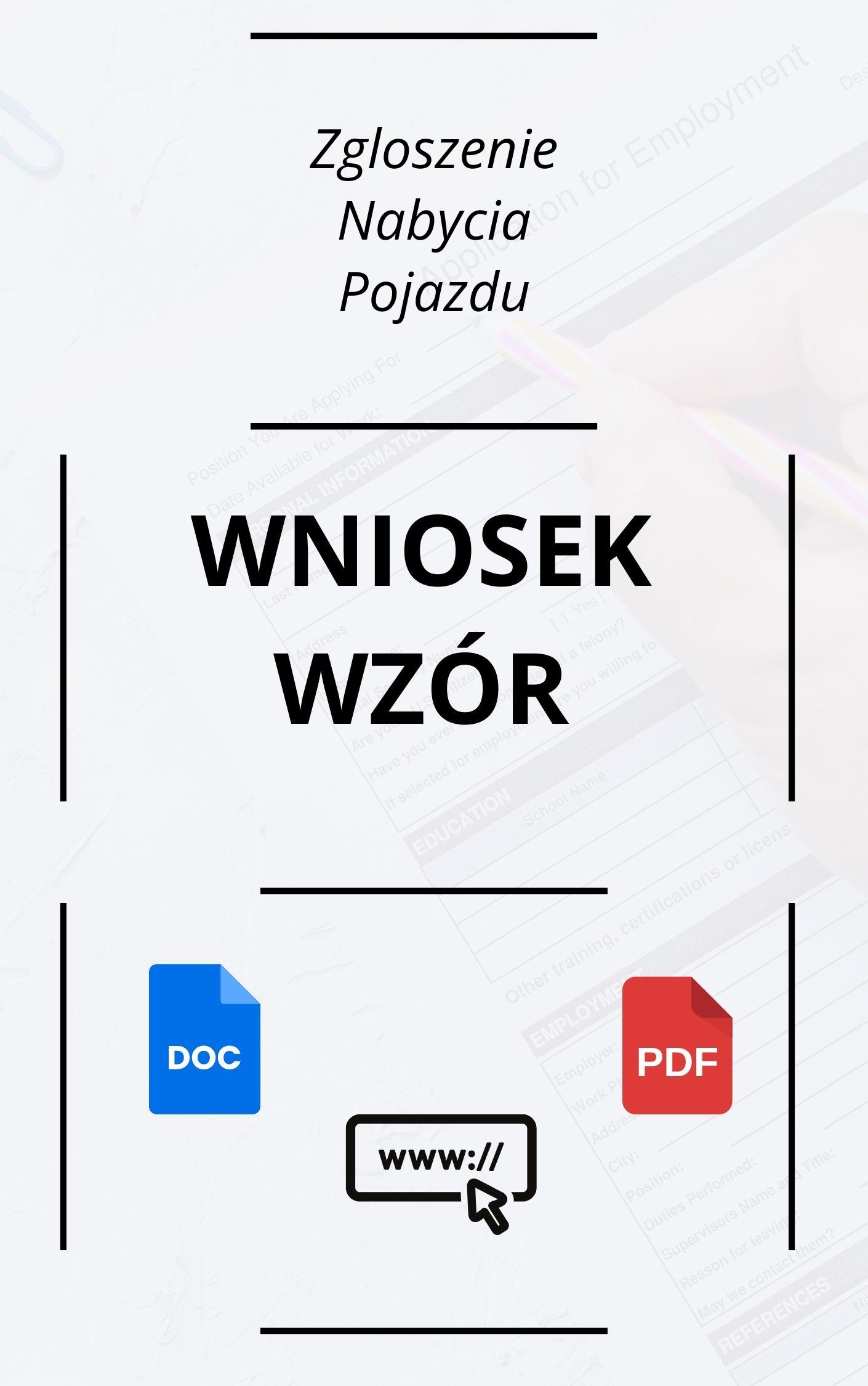 Wniosek O Zgłoszenie Nabycia Pojazdu