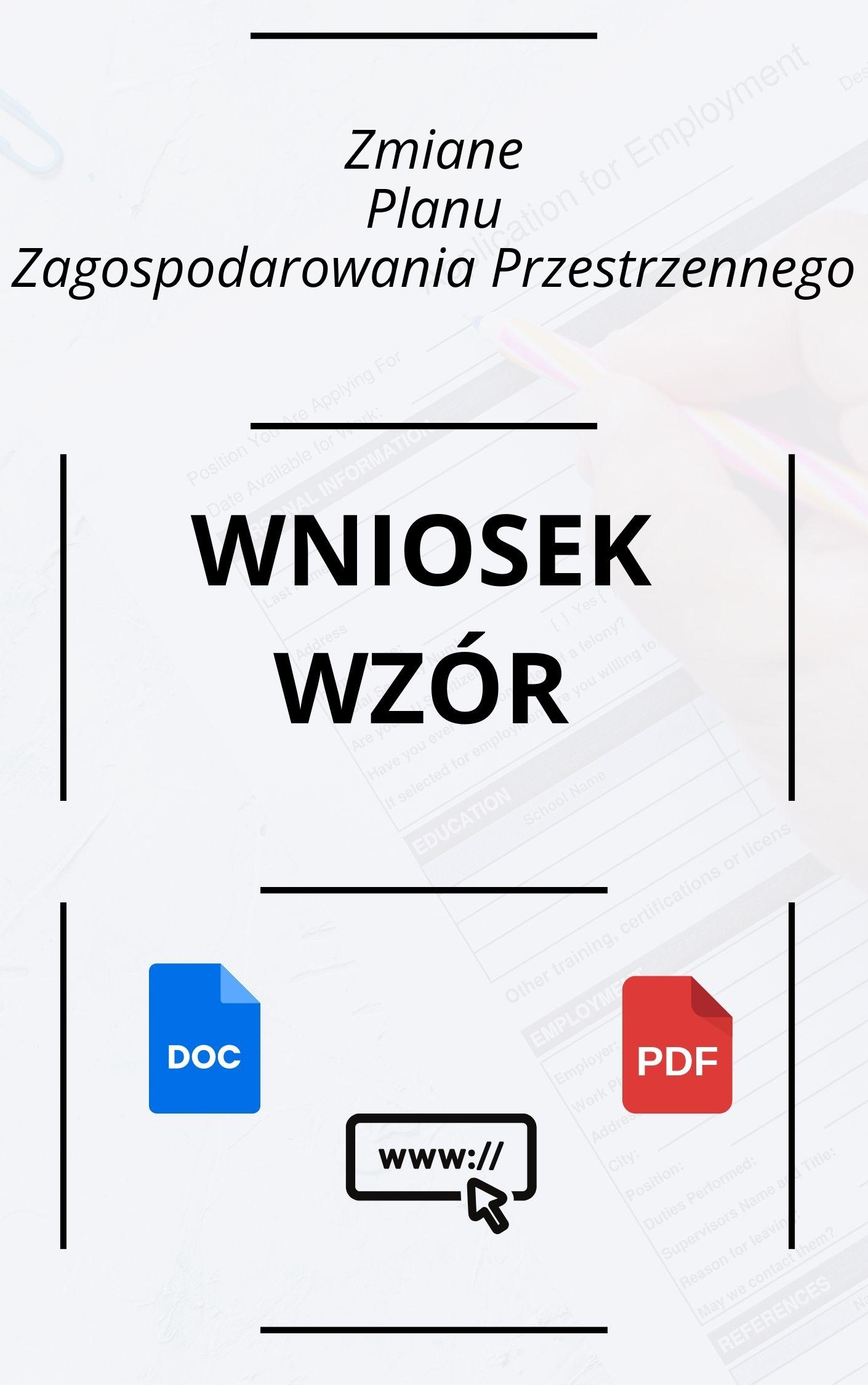 Wniosek O Zmianę Planu Zagospodarowania Przestrzennego